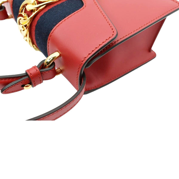 GUCCI Sylvie Mini Leather Top Handle Crossbody Bag Hibiscus Red 470270