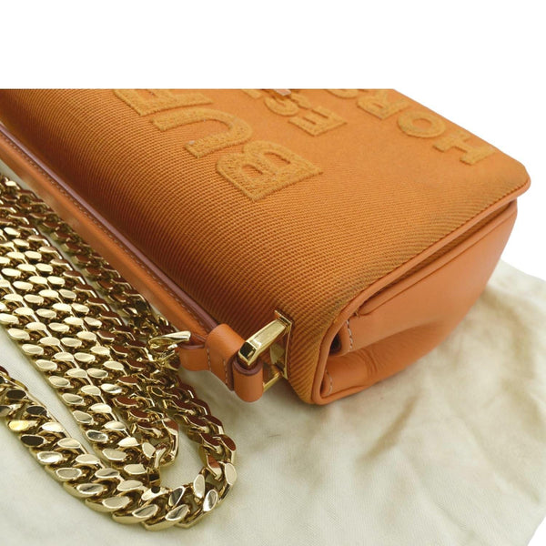 BURBERRY Horseferry Print Lola Canvas Leather Shoulder Bag Orange