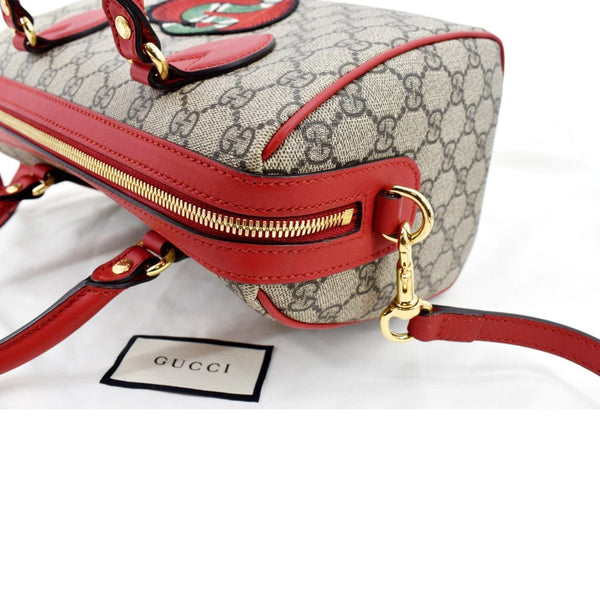 GUCCI Kingsnake Heart Top Handle Leather Boston Bag Beige 409529
