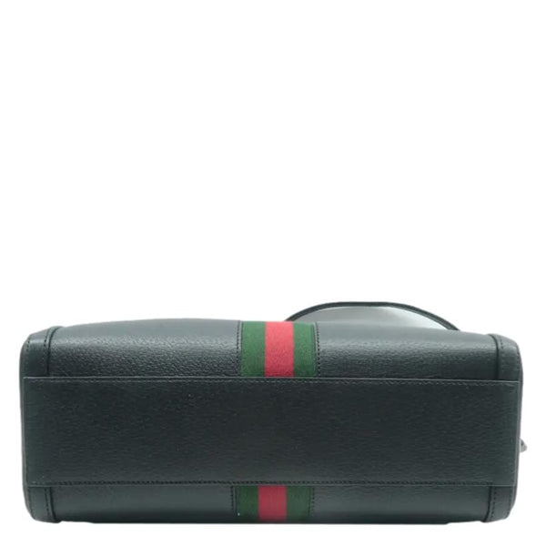 GUCCI Ophidia GG Web Leather Top Handle Shoulder Bag Black 524532