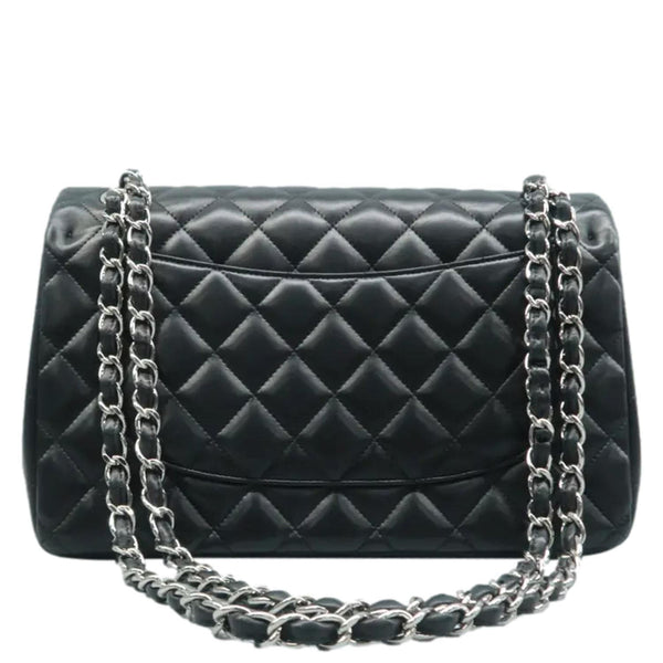 CHANEL Jumbo Classic Double Flap Shoulder Bag Black back look