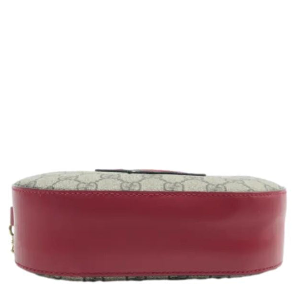 GUCCI Kingsnake Heart Mini GG Supreme Chain Crossbody Bag Red 409535