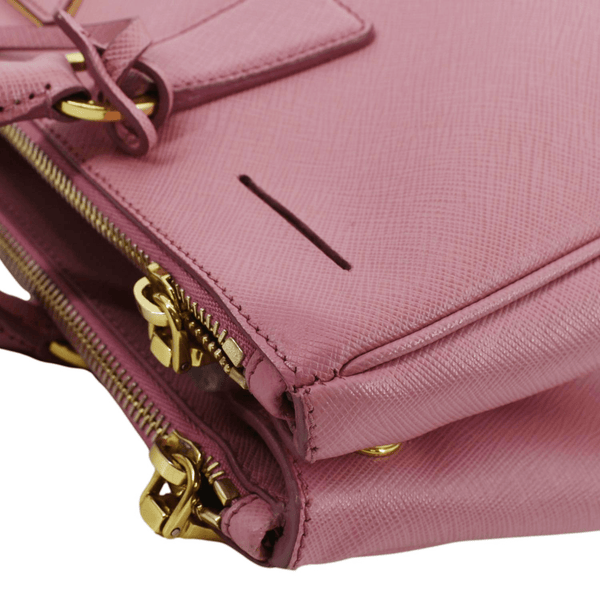 PRADA Galleria Double-Zip Medium Saffiano Leather Tote Bag Pink