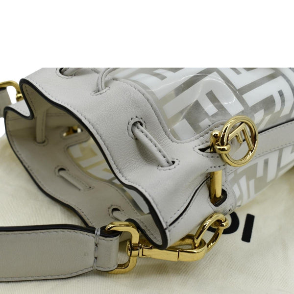 FENDI Mon Tresor Drawstring FF PVC Leather Bucket Bag White