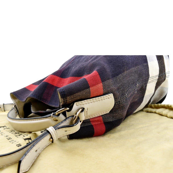 BURBERRY Susanna Mega Check Bucket Shoulder Bag Navy Blue