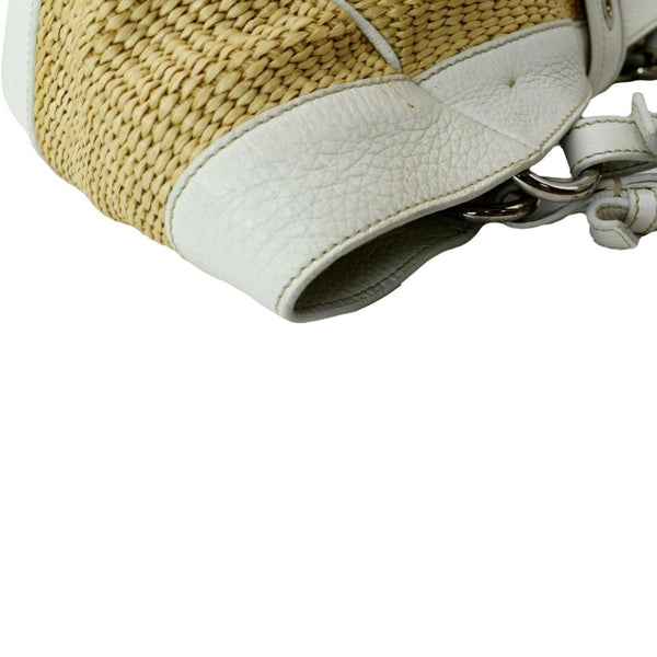 PRADA Paglia Vitello Daino Naturale Leather Satchel Bag Natural