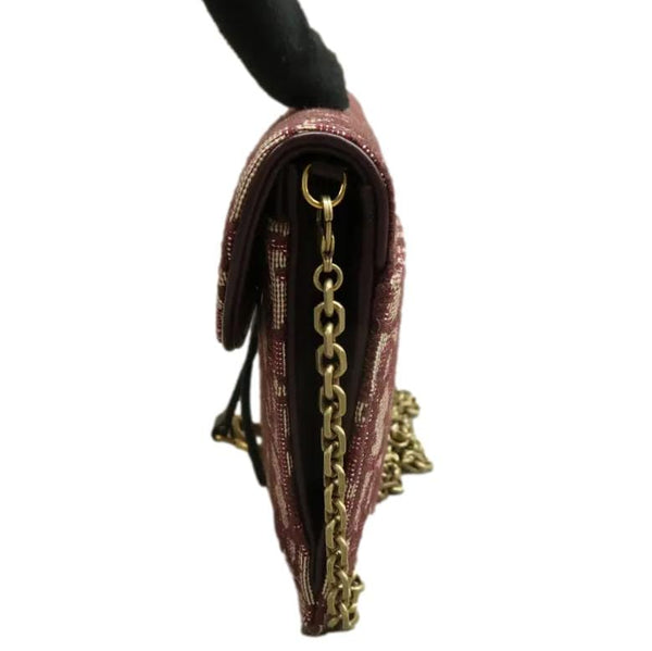 CHRISTIAN DIOR Black pebble leather crossbody bag with gold chain