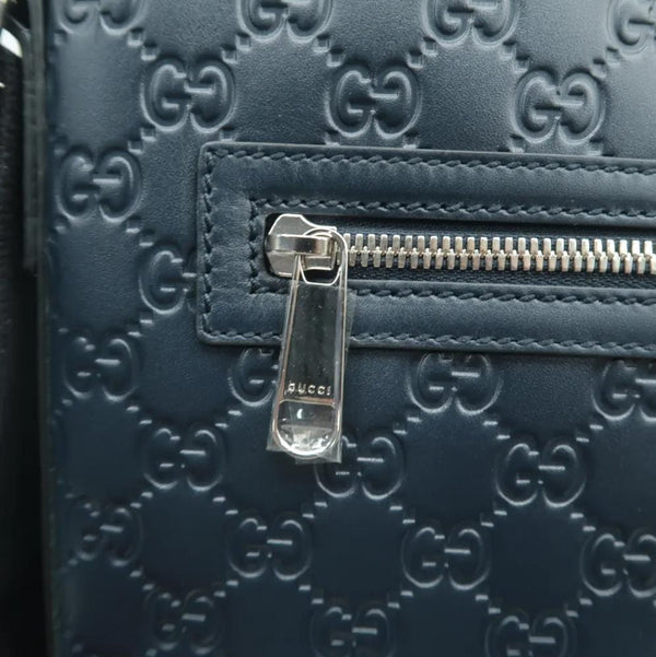 GUCCI Courrier Zip GG Leather Messenger Bag Blue 406408