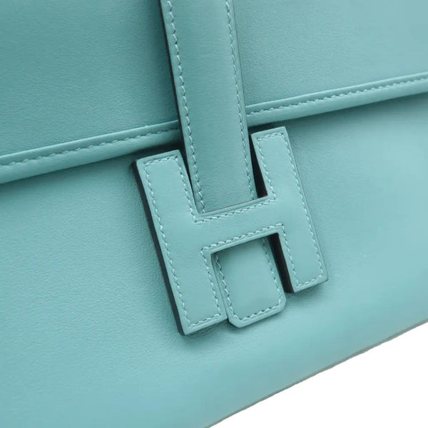 HERMES Jige Elan 29 Calfskin Leather Clutch Wallet Light Blue