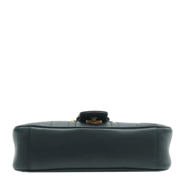 GUCCI GG Marmont Leather Shoulder Bag Black 443497