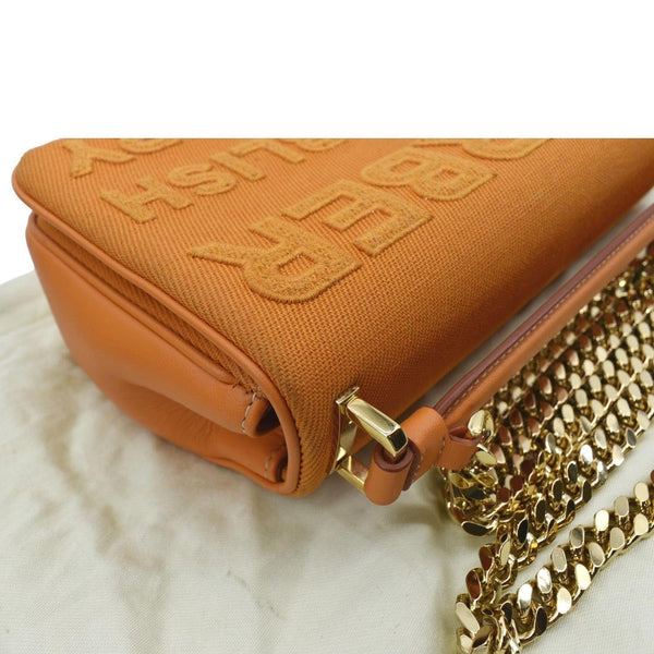 BURBERRY Horseferry Print Lola Canvas Leather Shoulder Bag Orange