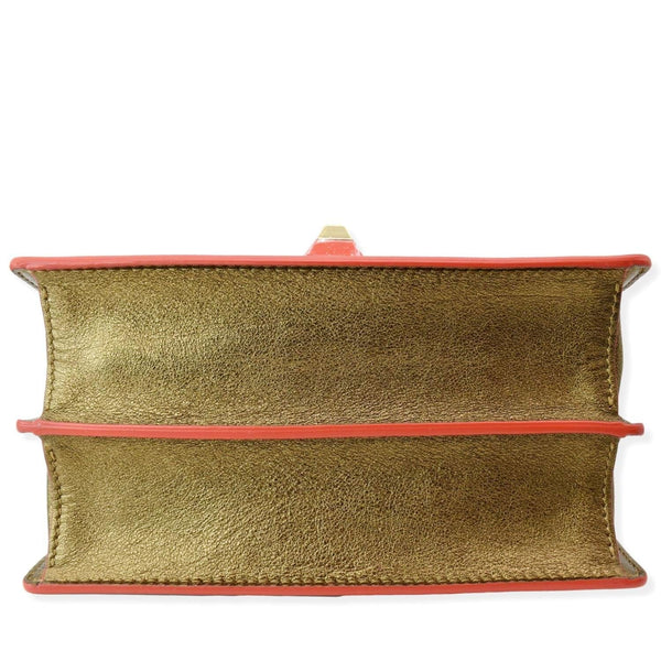 FENDI Kan I Small Studded Metallic Leather Chain Shoulder Bag Gold