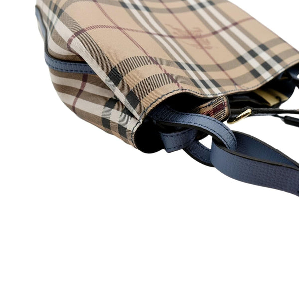 BURBERRY Bucket Haymarket Check Canvas Crossbody Bag Beige