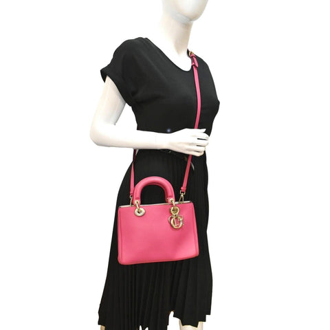 CHRISTIAN DIOR Diorissimo Leather Medium Tote Bag Pink