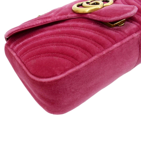 GUCCI GG Marmont Velvet Small Crossbody Bag Pink 443497