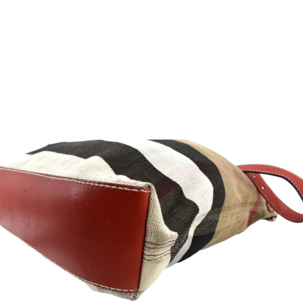 BURBERRY Susanna Medium Check Canvas Bucket Shoulder Bag Brown