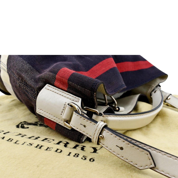 BURBERRY Susanna Mega Check Bucket Shoulder Bag Navy Blue