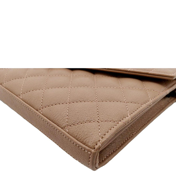 YVES SAINT LAURENT WOC Mixed Matelasse Leather Wallet Dark Beige