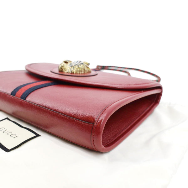 GUCCI Rajah Small Web Leather Shoulder Bag Red 570145