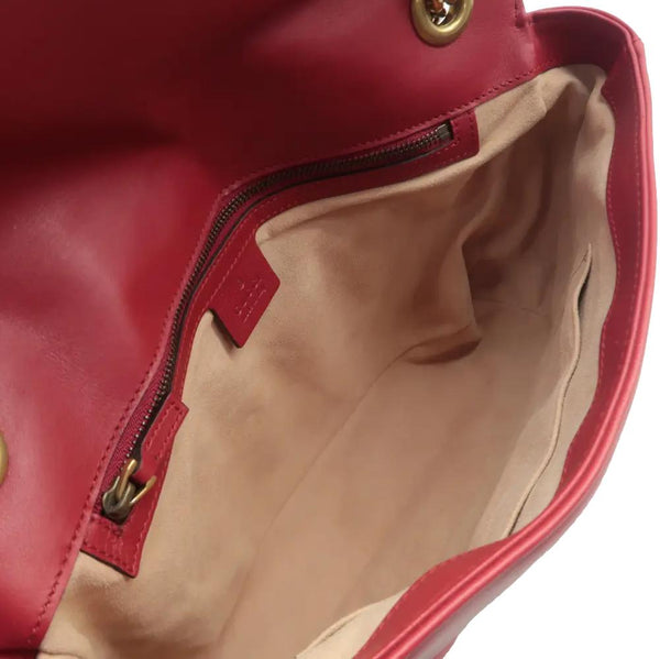 GUCCI GG Marmont Medium Matelasse Shoulder Bag Red 443496