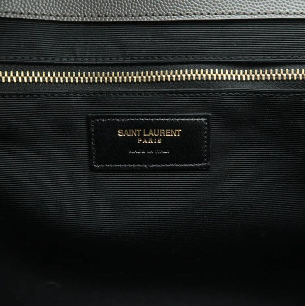 YVES SAINT LAURENT Gray Chevron Large Envelope Leather Bag with logo