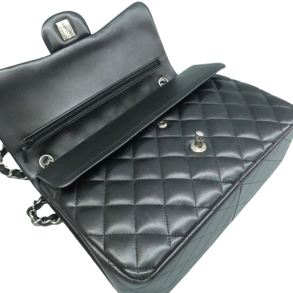 CHANEL Jumbo Classic Double Flap Quilted Leather Shoulder Bag Black