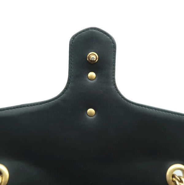 GUCCI GG Marmont Leather Shoulder Bag Black 443497