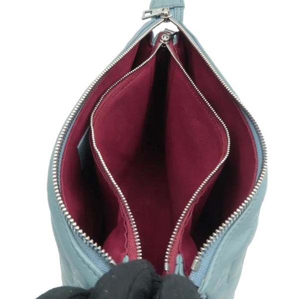 LOUIS VUITTON Coussin BB Monogram Embossed Leather Shoulder Bag Blue