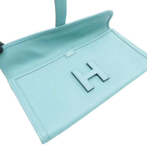 HERMES Jige Elan 29 Calfskin Leather Clutch Wallet Light Blue