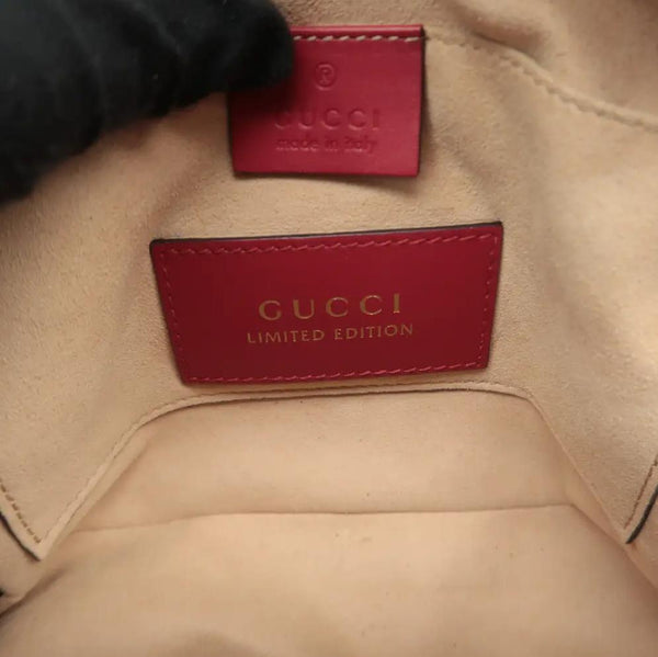 GUCCI Kingsnake Heart Mini GG Supreme Chain Crossbody Bag Red 409535