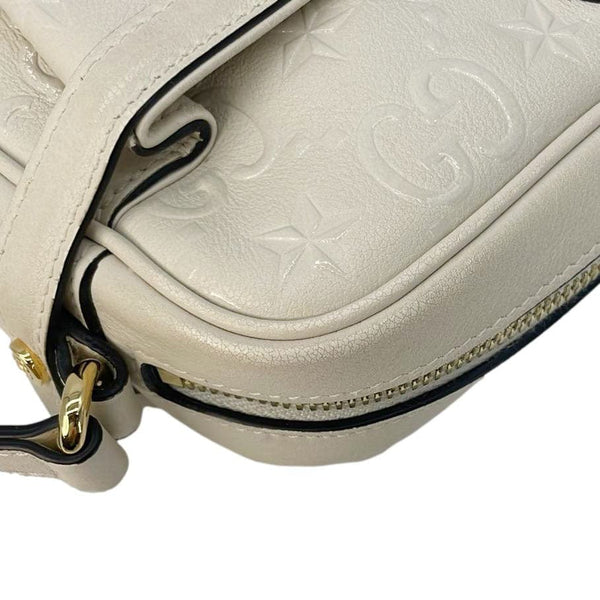 GUCCI GG Star Leather Crossbody Bag Off White 675776