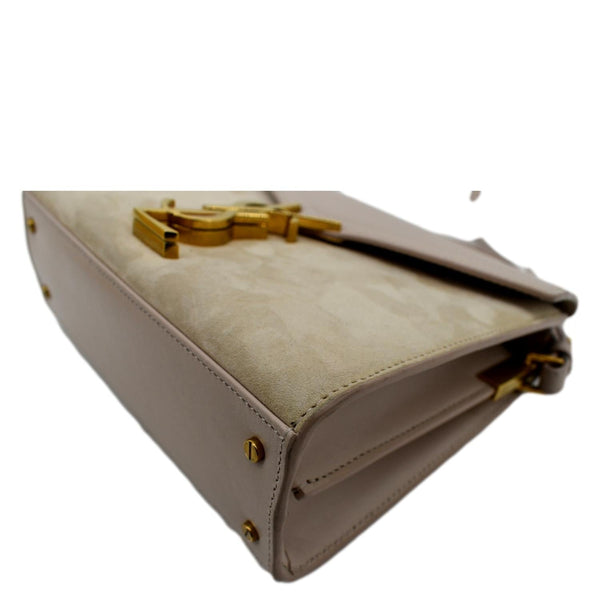 YVES SAINT LAURENT Cassandra Mini Calfskin Leather Shoulder Bag Cream