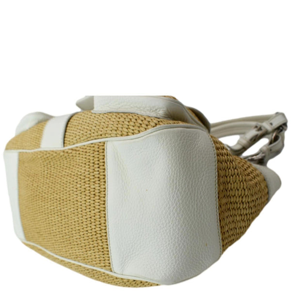 PRADA Paglia Vitello Daino Naturale Leather Satchel Bag Natural