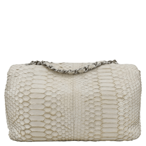 CHANEL Flap Python Leather Crossbody Bag Ivory