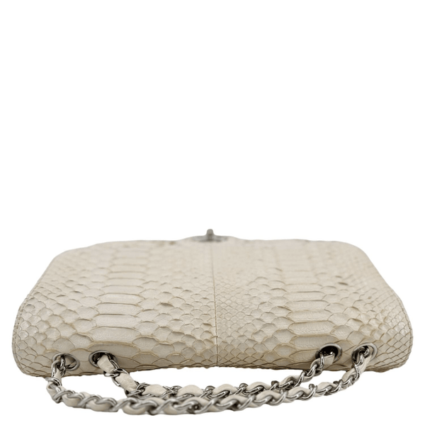 CHANEL Flap Python Leather Crossbody Bag Ivory