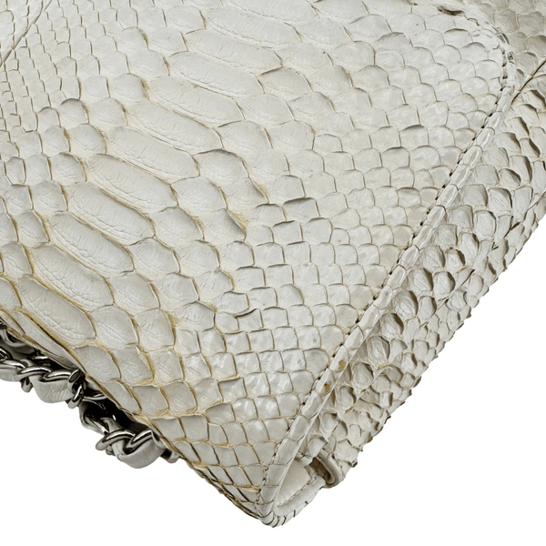 CHANEL Flap Python Leather Crossbody Bag Ivory