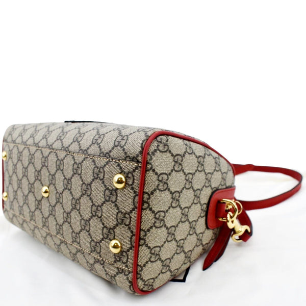 GUCCI Kingsnake Heart Top Handle Leather Boston Bag Beige 409529