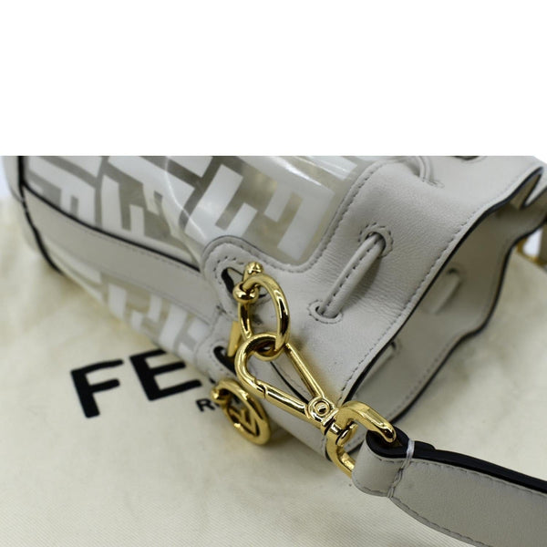 FENDI Mon Tresor Drawstring FF PVC Leather Bucket Bag White