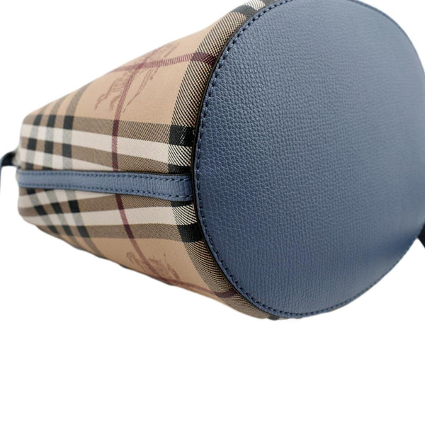 BURBERRY Bucket Haymarket Check Canvas Crossbody Bag Beige