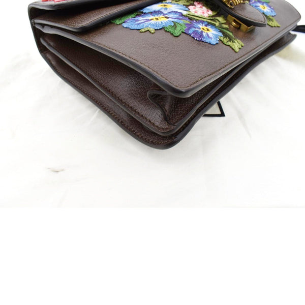 GUCCI Dionysus Medium Floral Embroidered Leather Shoulder Bag Dark Brown 403348