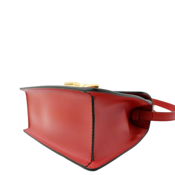 GUCCI Sylvie Mini Leather Top Handle Crossbody Bag Hibiscus Red 470270