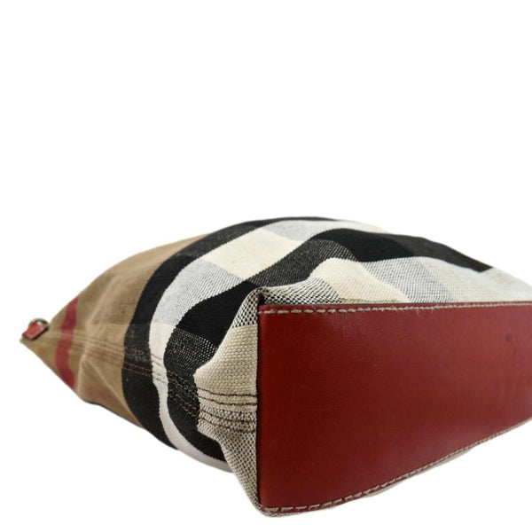 BURBERRY Susanna Medium Check Canvas Bucket Shoulder Bag Brown