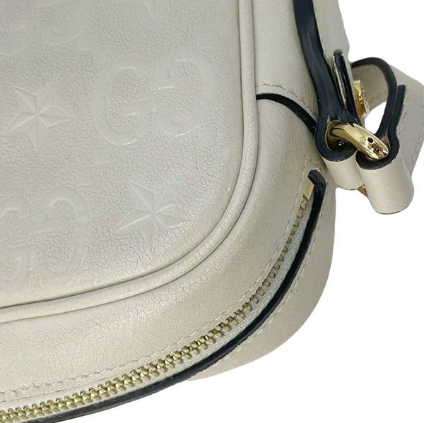 GUCCI GG Star Leather Crossbody Bag Off White 675776