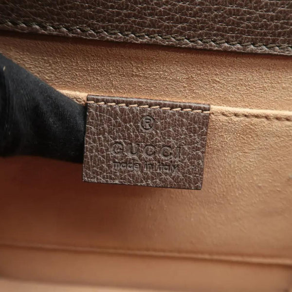 GUCCI Jeweled Heart Leather Totem Crossbody Bag Brown 500756