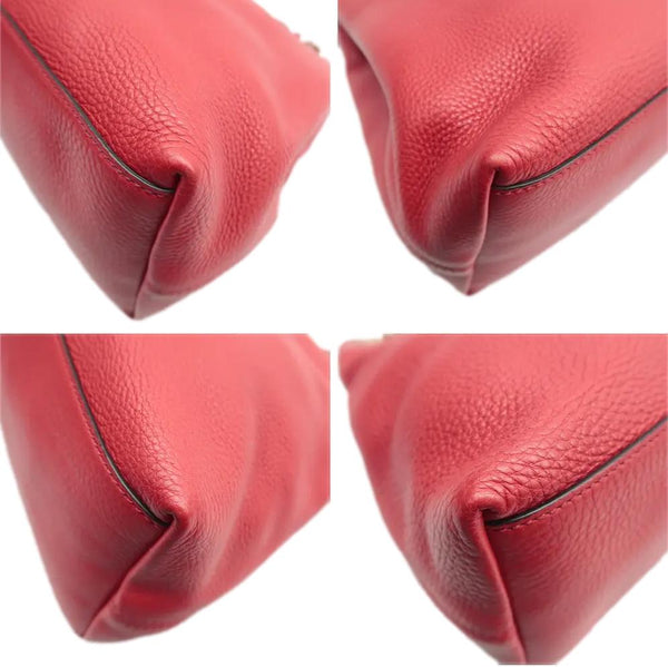 GUCCI Soho Pebbled Leather Chain Shoulder Bag Red 308982