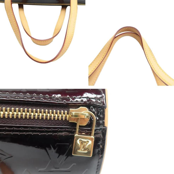 Louis Vuitton Papillon Monogram Patent Leather Shoulder Bag Burgundy