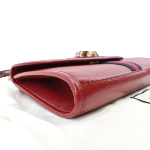 GUCCI Rajah Small Web Leather Shoulder Bag Red 570145