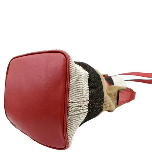 BURBERRY Susanna Check Canvas Bucket Shoulder Bag Red
