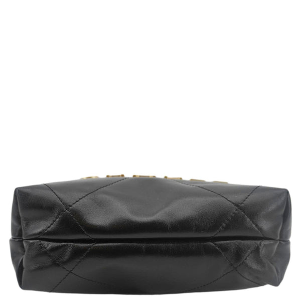 CHANEL 22 Mini Shiny Calfskin Leather Chain Crossbody Bag Black