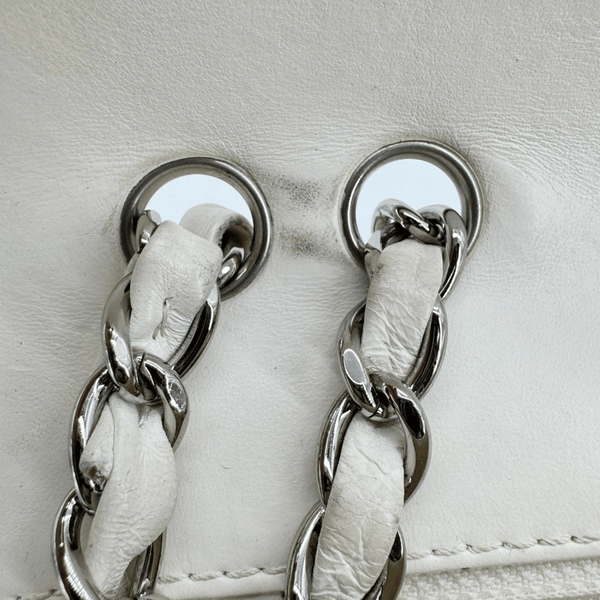 CHANEL Flap Python Leather Crossbody Bag Ivory